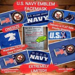 Navy EMBLEM FACE COVERINGS! EXTREMELY LIMITED!